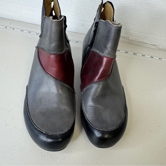 Aetrex Lagenlook Colorblock Leather Arch Support Comfort Ankle Boots Size 9M - Picture 2 of 13